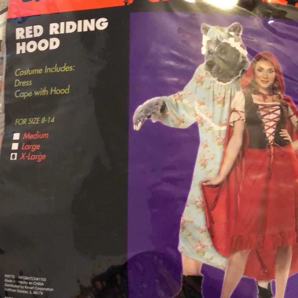 Red Riding hood women’s x/l hooded Cape costume